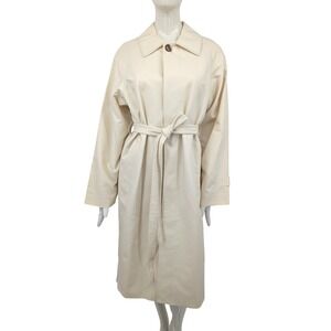Kijun Cream Cotton Trench Coat Small Belted Korean Designer Minimalist Long